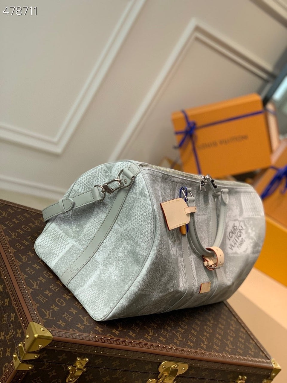 Top Quality Keepall Bandouliere 50 Damier Salt Canvas Stone Grey For Men, Bags, Travel Bags 19.7in/50cm Top Quality N50069