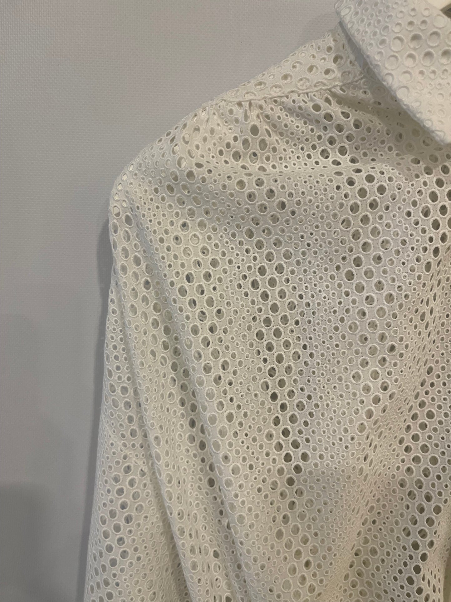 Alaia White Perforated Light Dress Coat with Belt Detail Size FR 36 (UK 8)