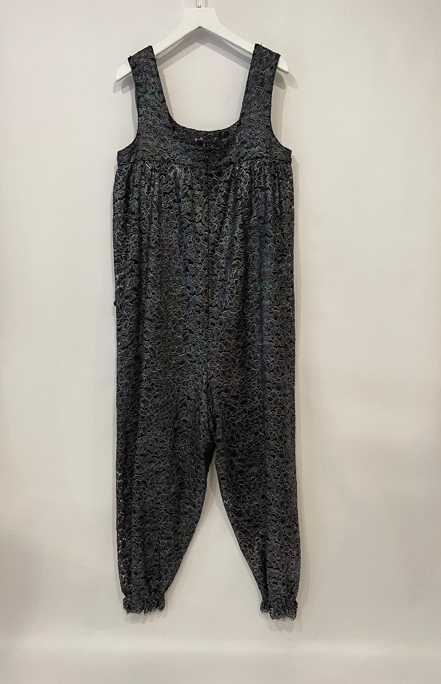 Chanel Grey Metallic Floral Embroidered Jumpsuit Size FR 36 (UK 8)