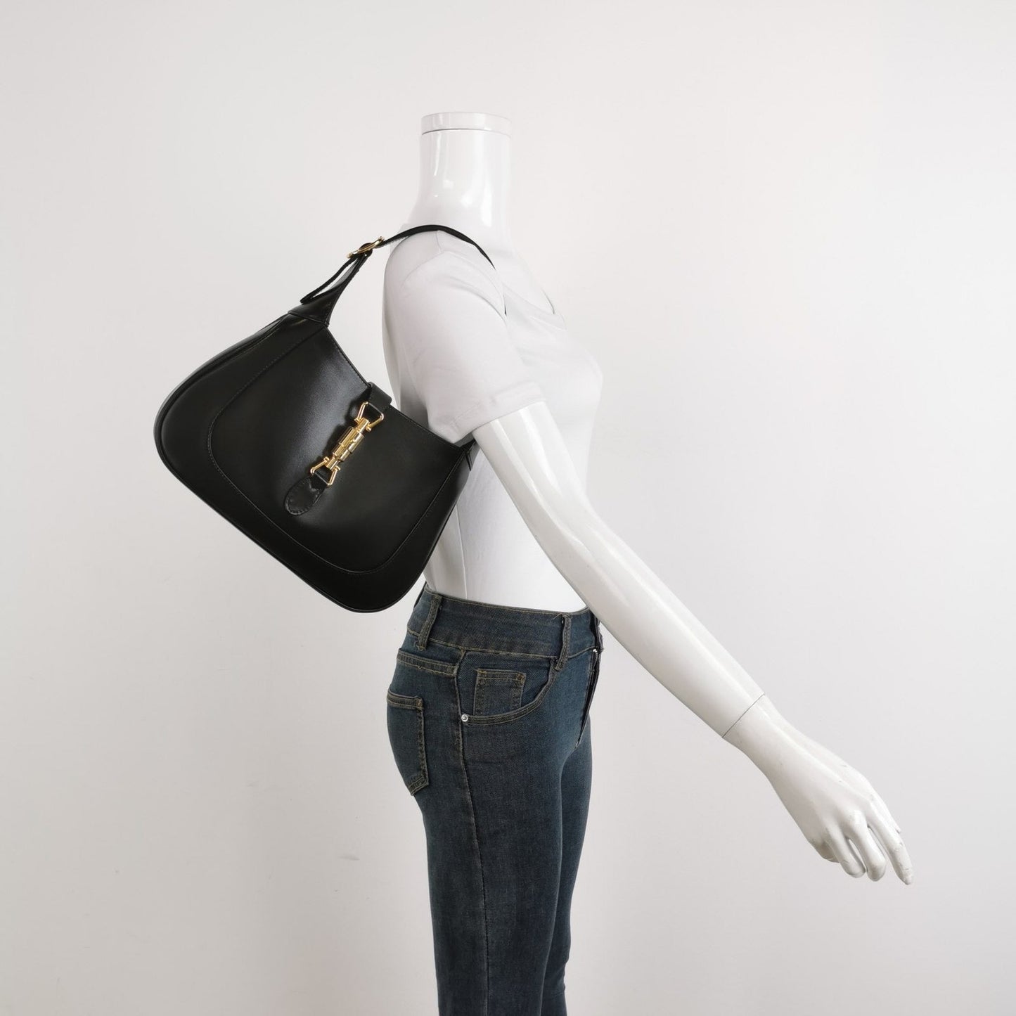 Gucci Jackie 1961 Black Leather Bag Small with Adjustable Strap