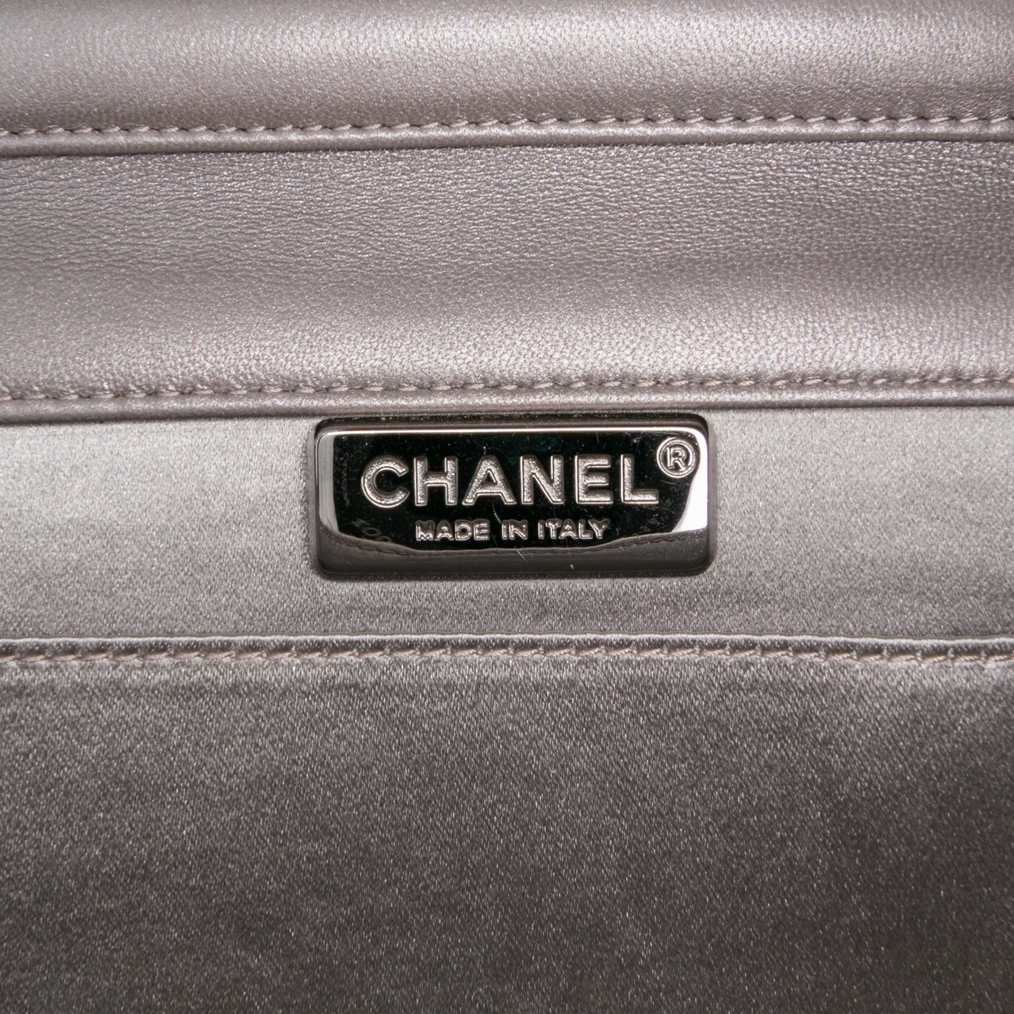 Gray Chanel Small Lambskin Chocolate Bar CC Piercing Studded Chain Flap Crossbody Bag