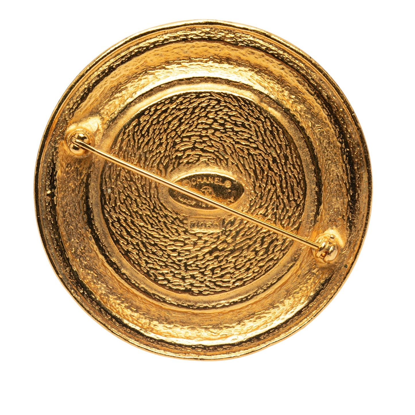 Gold Chanel Gold Plated 31 Rue Cambon Round   Pin Brooch