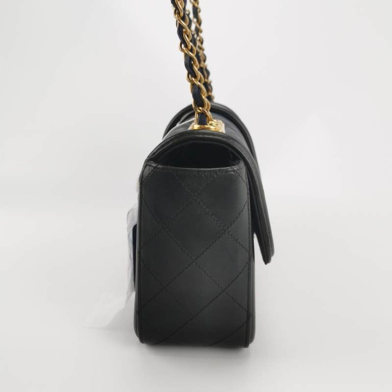 Chanel Elegant CC Flap Bag Navy Black Quilted Medium