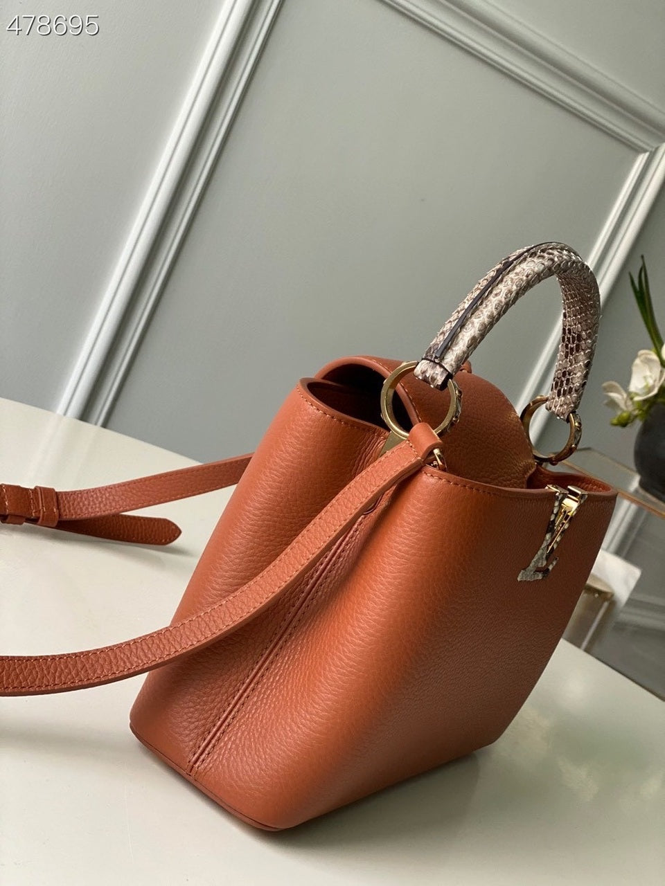 Top Quality Capucines BB Taurillon And Python Brown For Women,  Shoulder And Crossbody Bags 10.4in/27cm Top Quality N97980