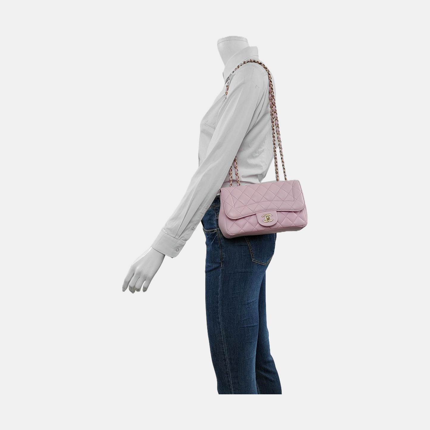 Chanel Diana Flap Small Pink Lambskin Leather Double Chain Gold Hardware 2015-2016
