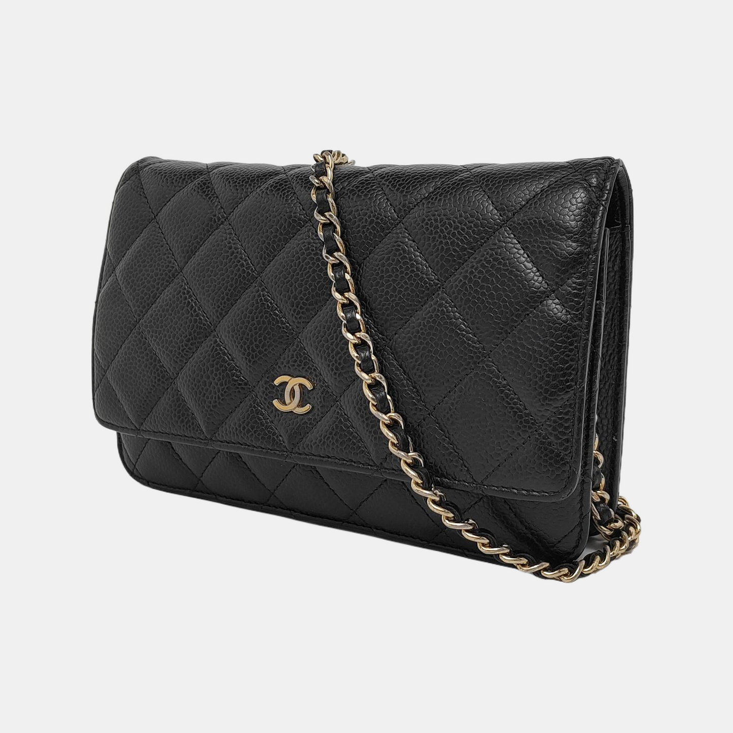 Chanel Wallet on Chain Classic Flap Black Caviar Leather Gold Hardware