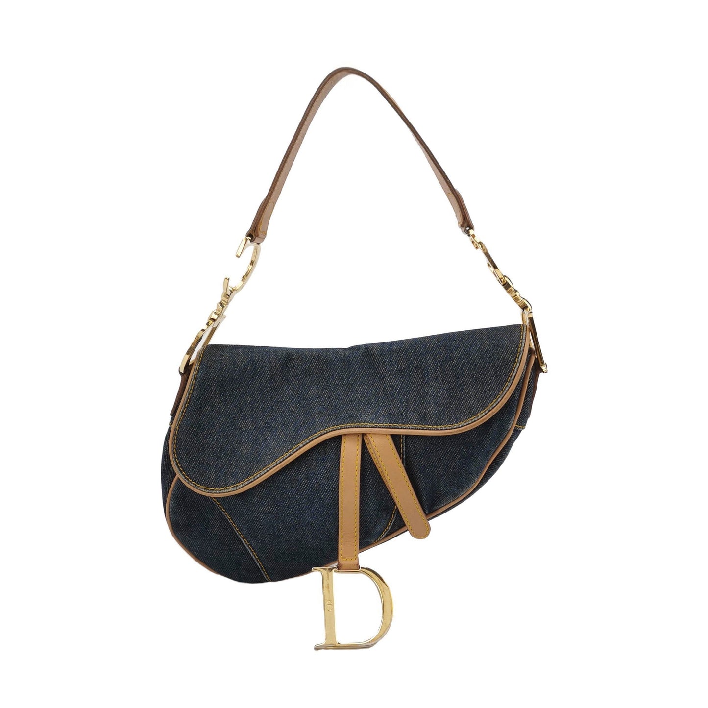 Dior Saddle   Navy Denim with Silk Lining and Leather Trim
