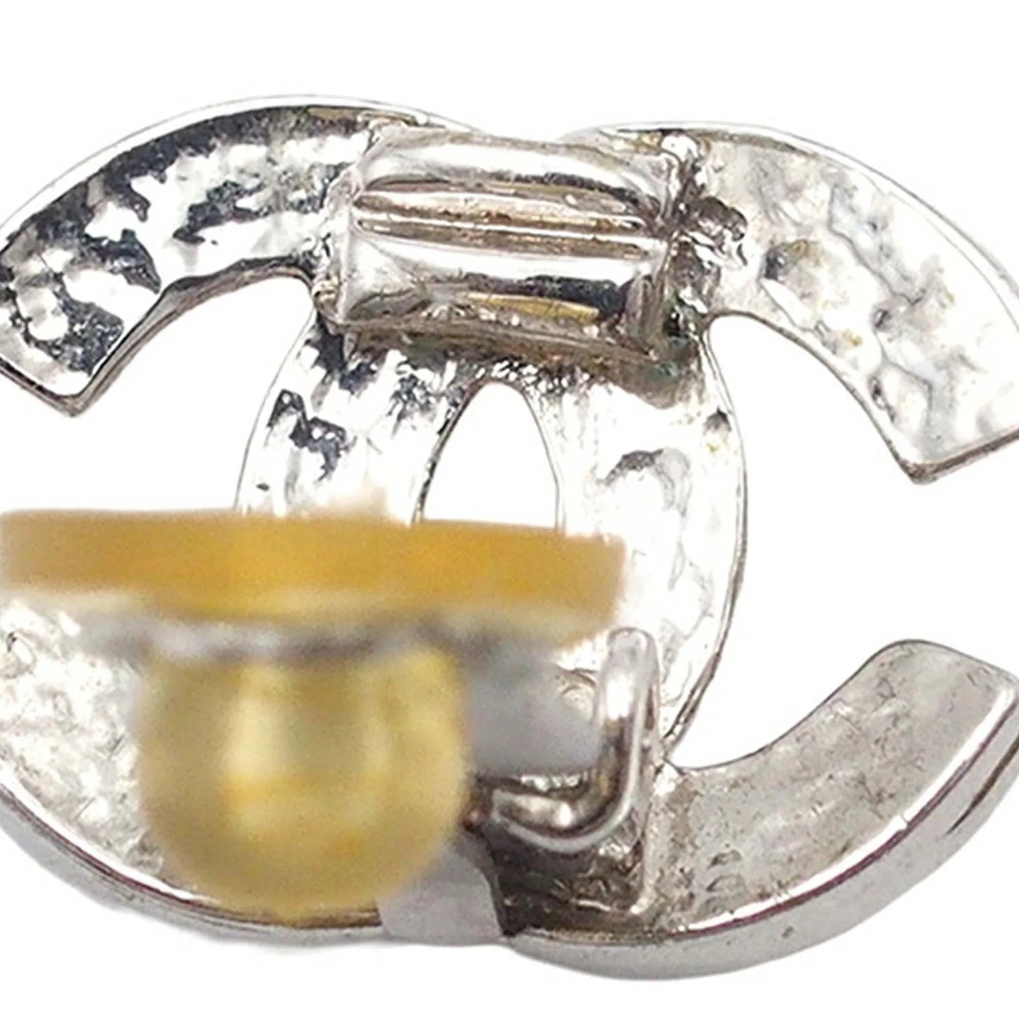 Silver Chanel Silver Plated CC Clip on Earrings