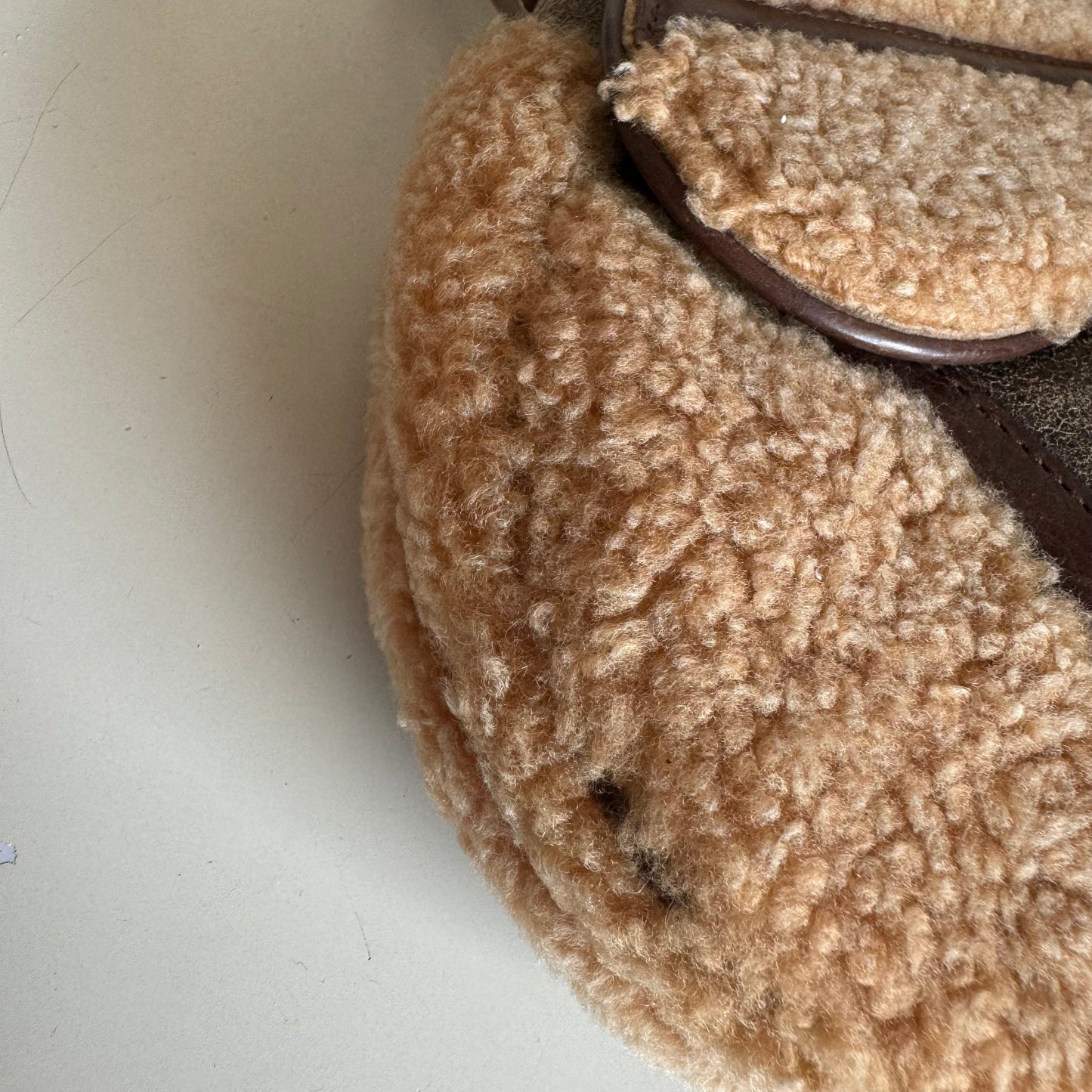 Dior Saddle   Shoulder Bag Shearling Brown and While