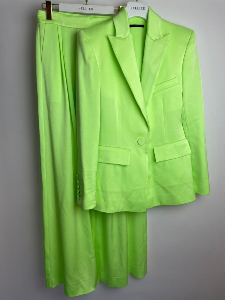 Alex Perry Neon Green Blazer and Tailored Wide Leg Tro rs Set Size UK 8