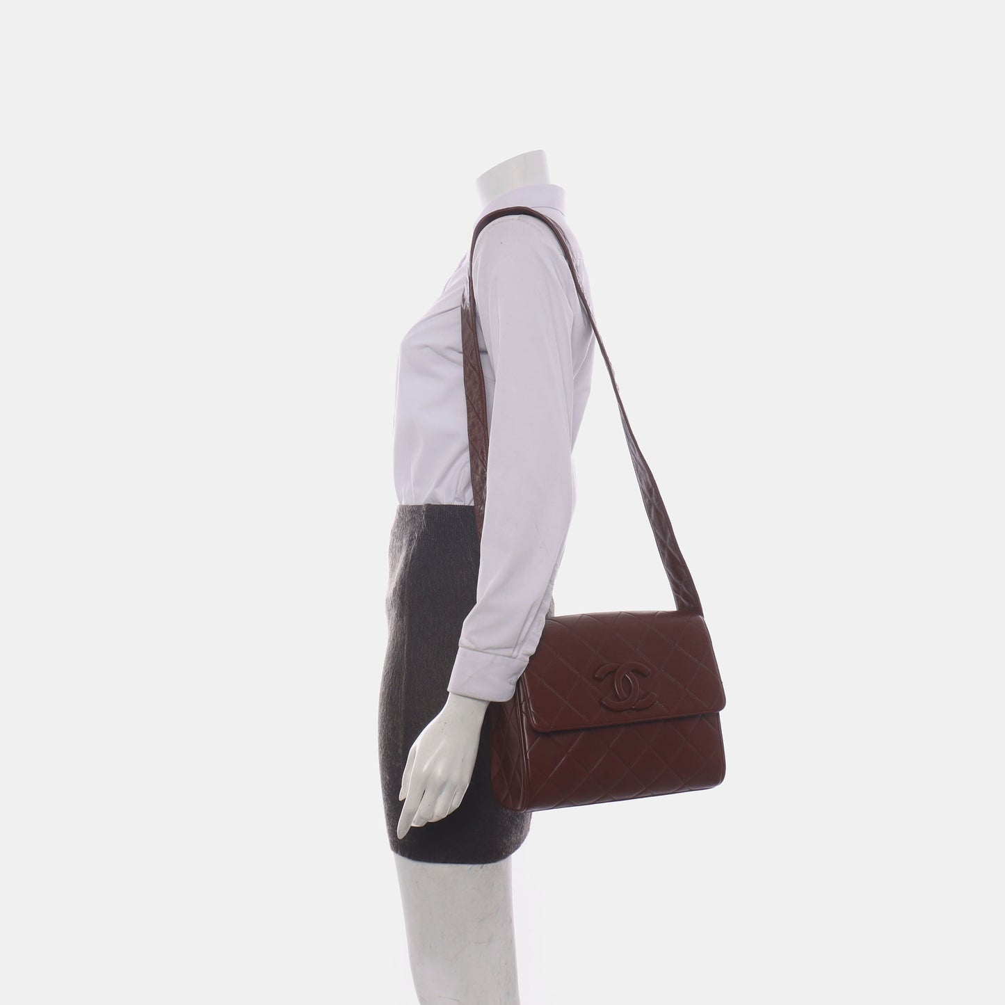 Chanel   Quilted Flap Crossbody Messenger Bag Deep Burgundy Brown