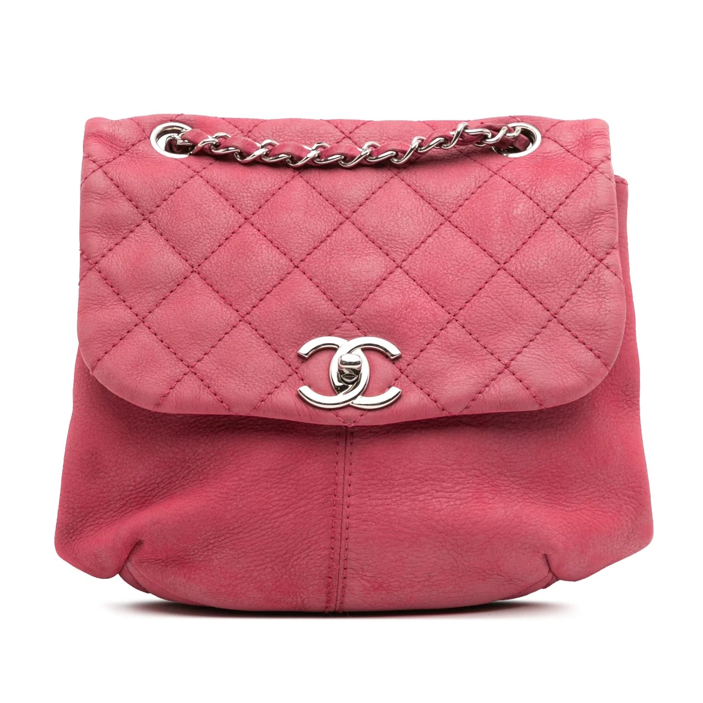 Pink Chanel Mini Quilted Nubuck Trianon Messenger Flap Crossbody Bag