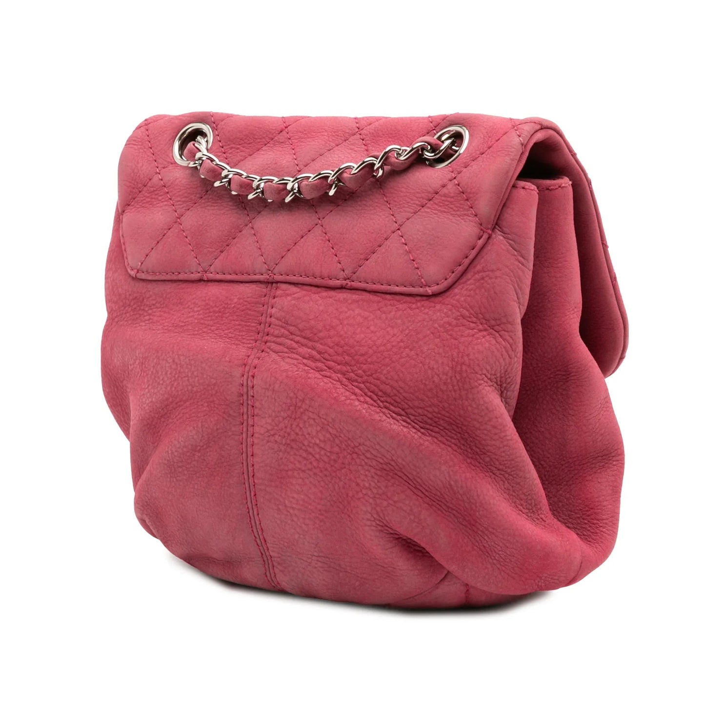 Pink Chanel Mini Quilted Nubuck Trianon Messenger Flap Crossbody Bag