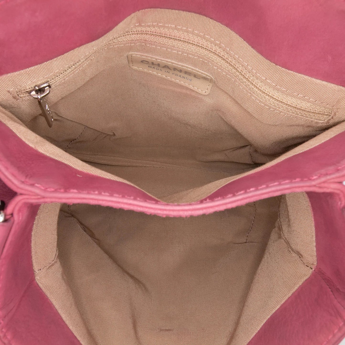 Pink Chanel Mini Quilted Nubuck Trianon Messenger Flap Crossbody Bag