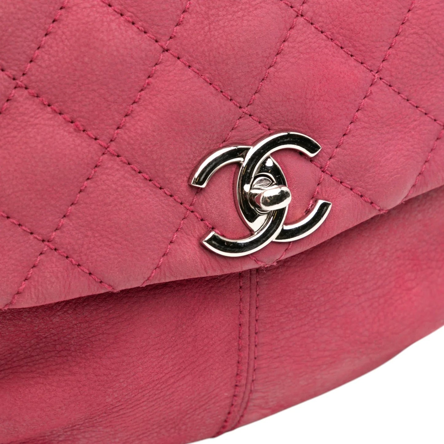Pink Chanel Mini Quilted Nubuck Trianon Messenger Flap Crossbody Bag