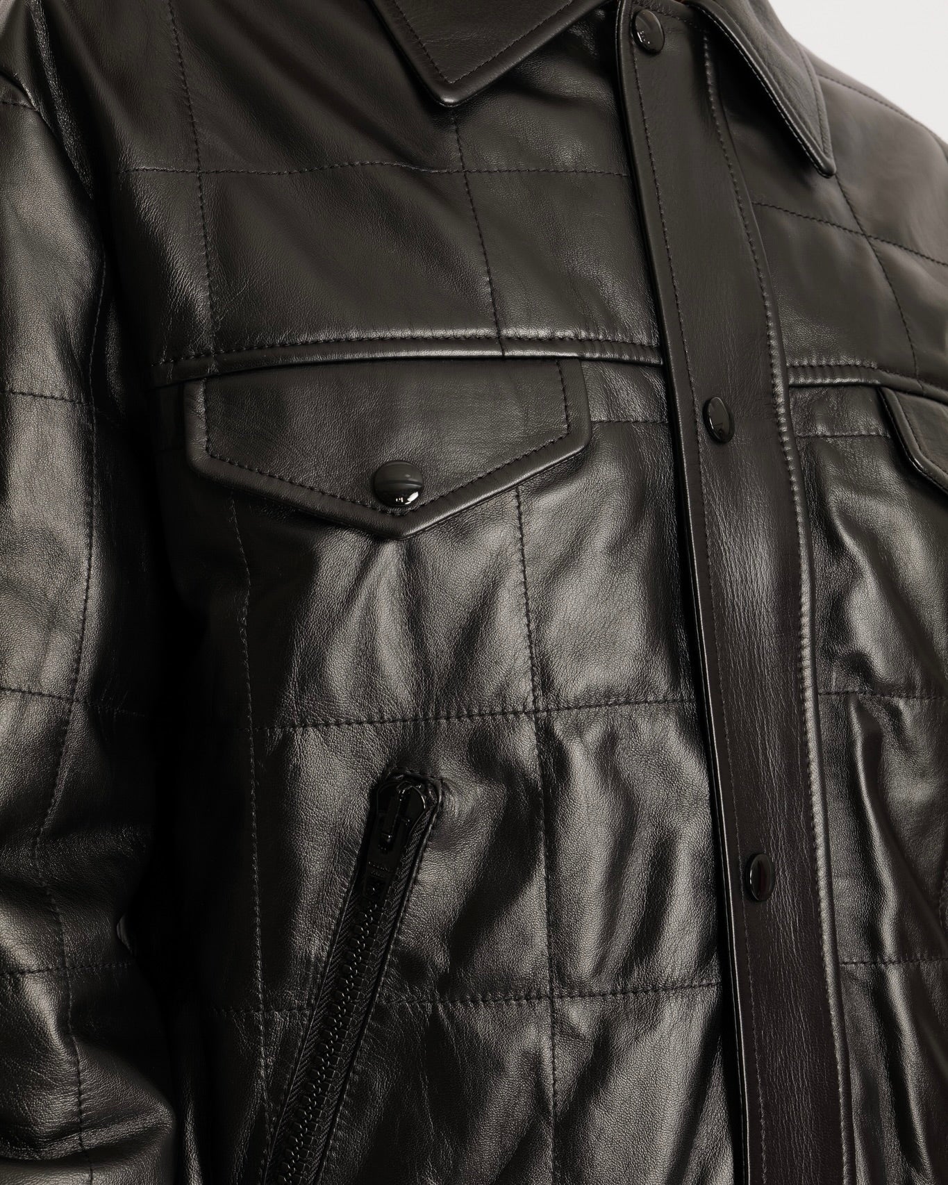 Celine Black Leather Bomber Jacket with Pocket Details Size FR 36 (UK 8) RRP £4,000
