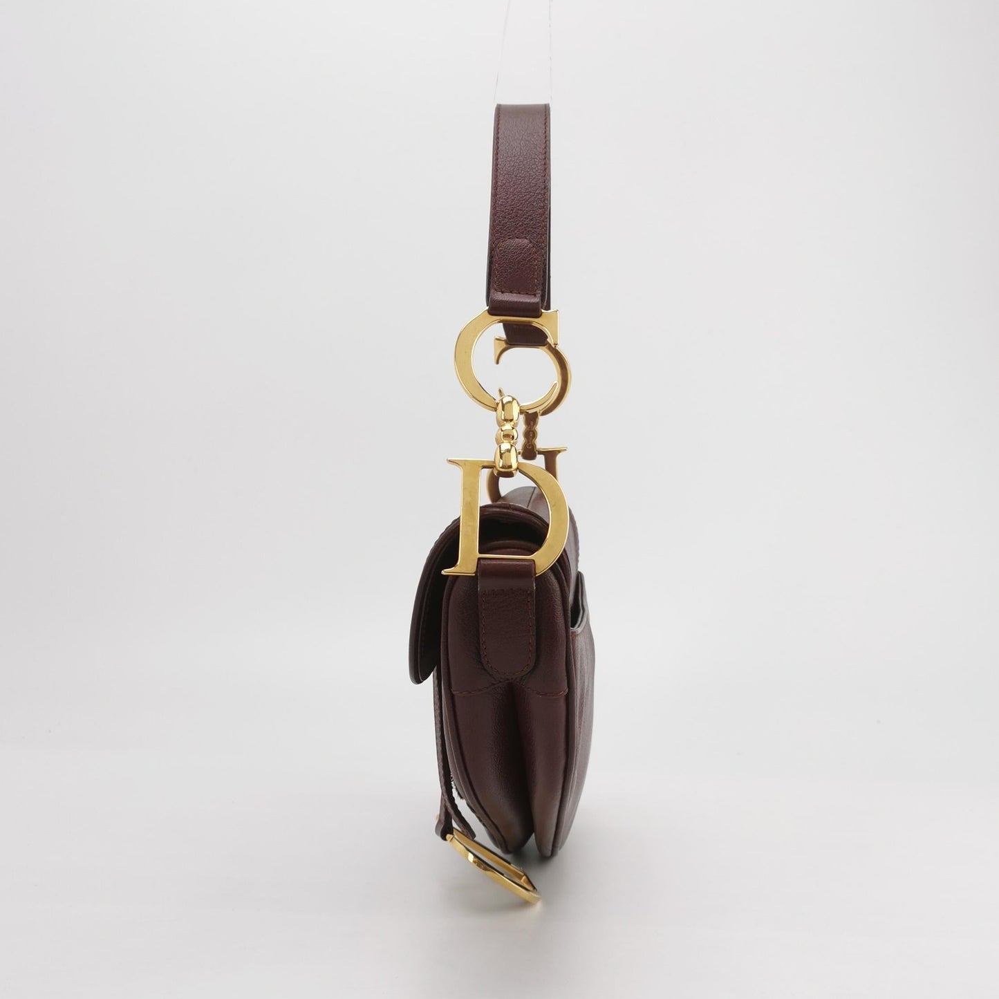 Dior Saddle   Burgundy Purple Wine Calfskin Leather Gold Hardware Shoulder Bag