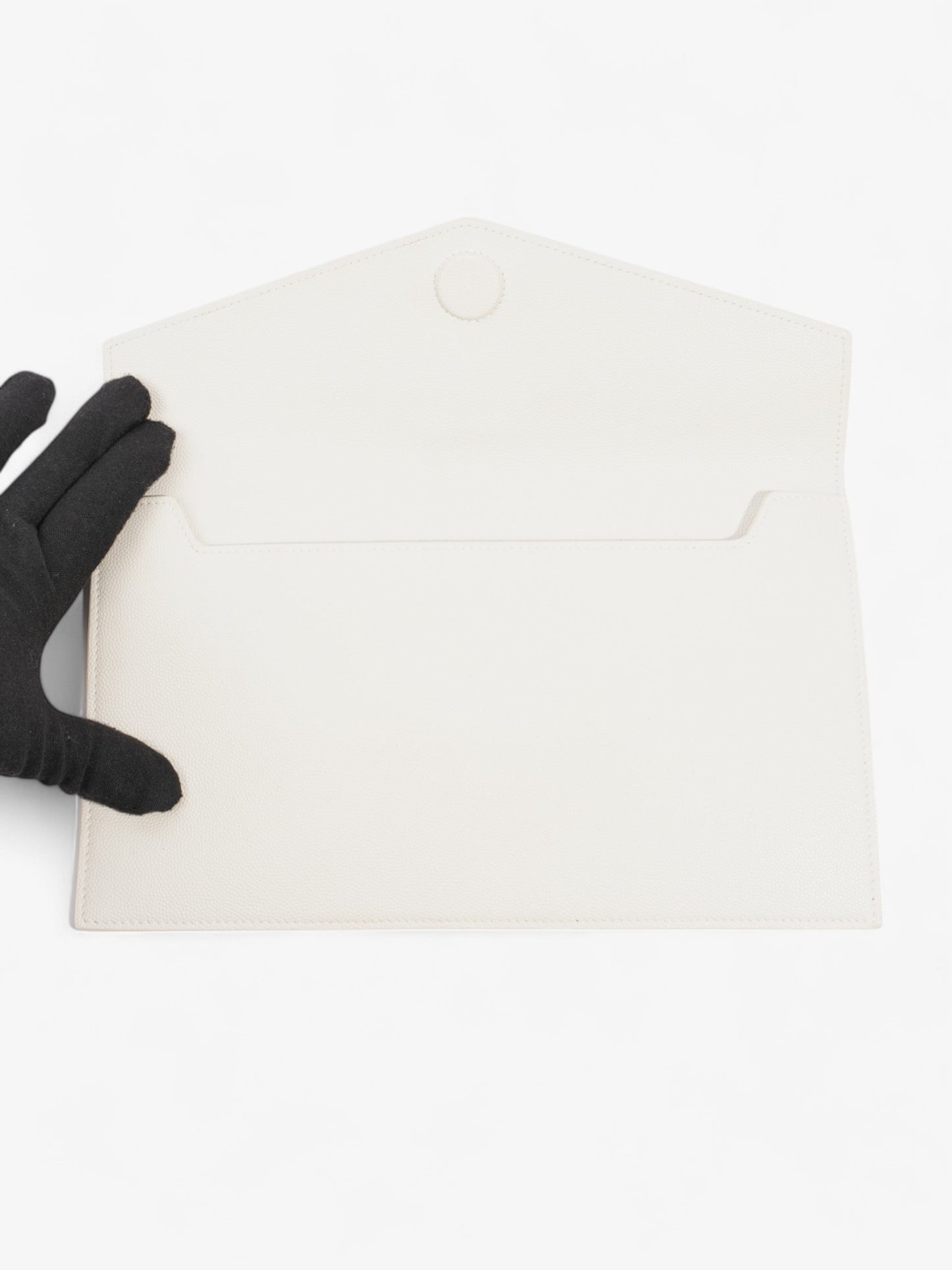 Saint Laurent Uptown Clutch Blanc   Grained Leather
