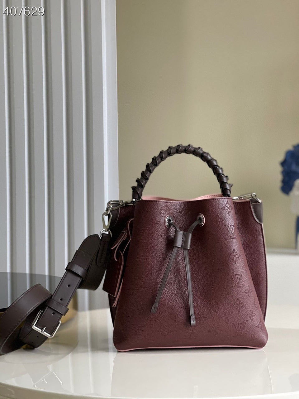 Top Quality Muria Bucket Bag For Women, Womens Handbags, Shoulder And Crossbody Bags Burgundy 9.8in/25cm Top Quality