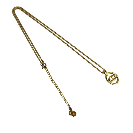 Gold Dior Gold Plated CD Logo Pendant Necklace