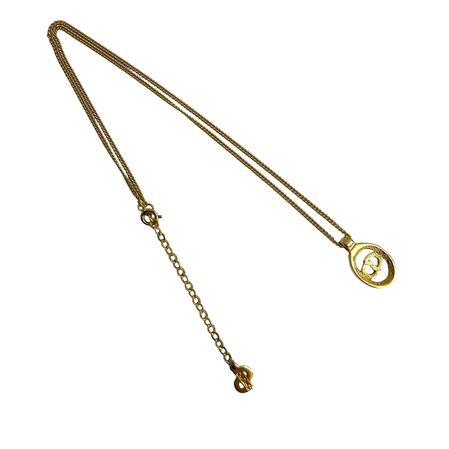 Gold Dior Gold Plated CD Logo Pendant Necklace