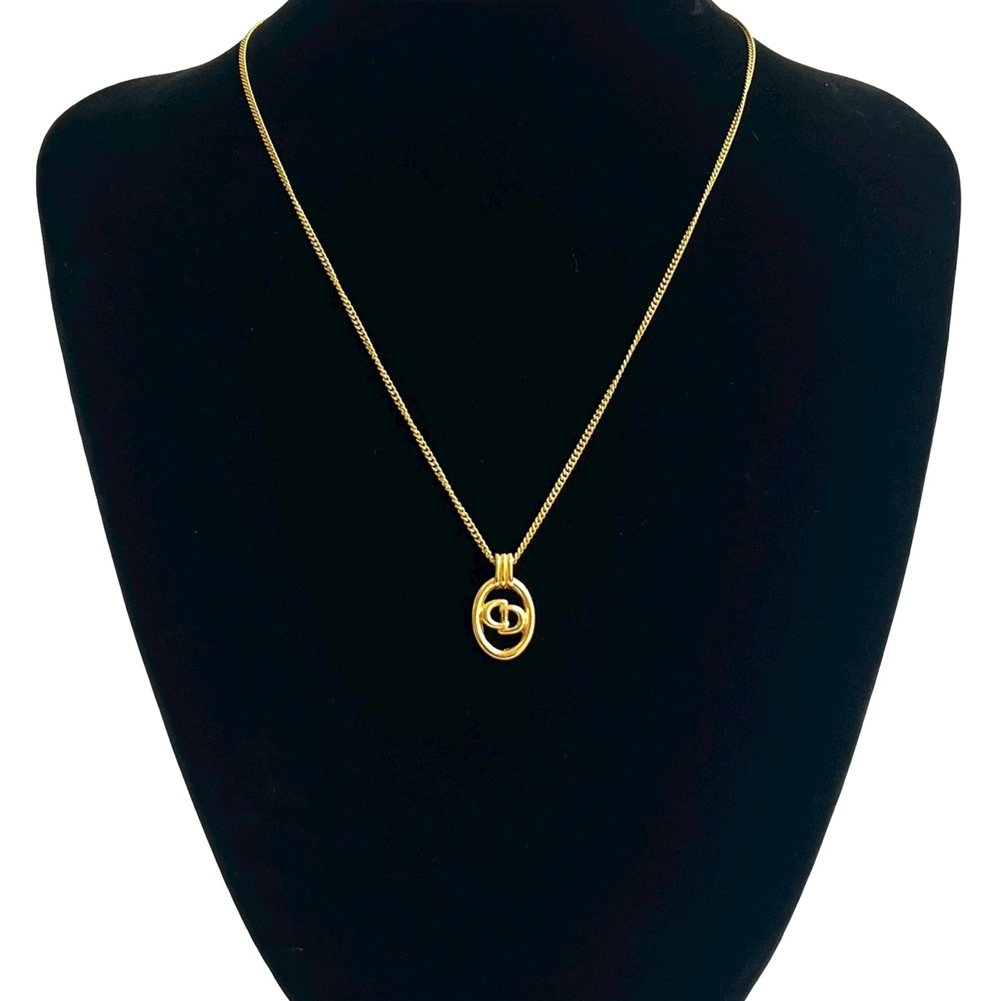 Gold Dior Gold Plated CD Logo Pendant Necklace