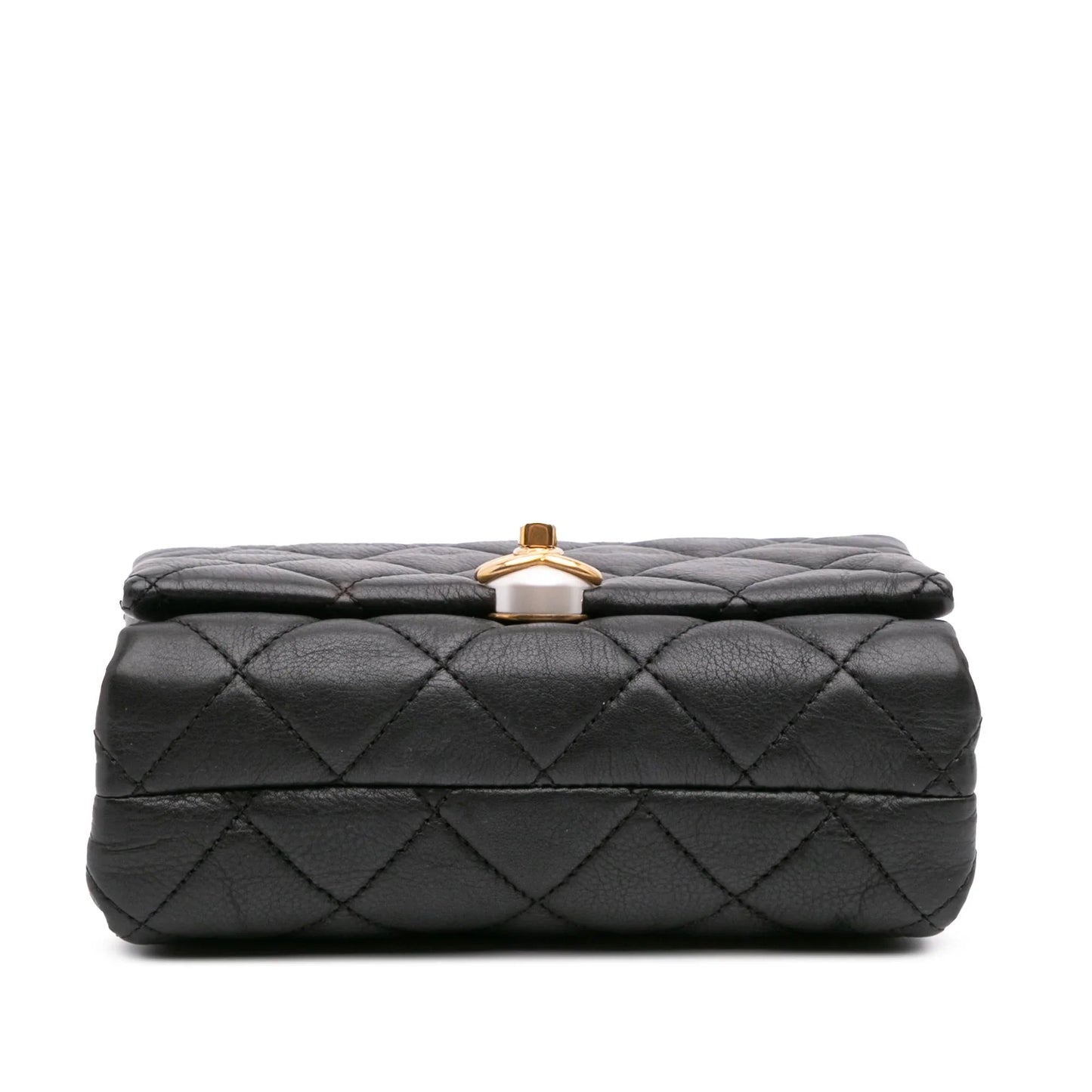 Black Chanel Mini Quilted Calfskin Pearl CC Accordion Flap Crossbody Bag