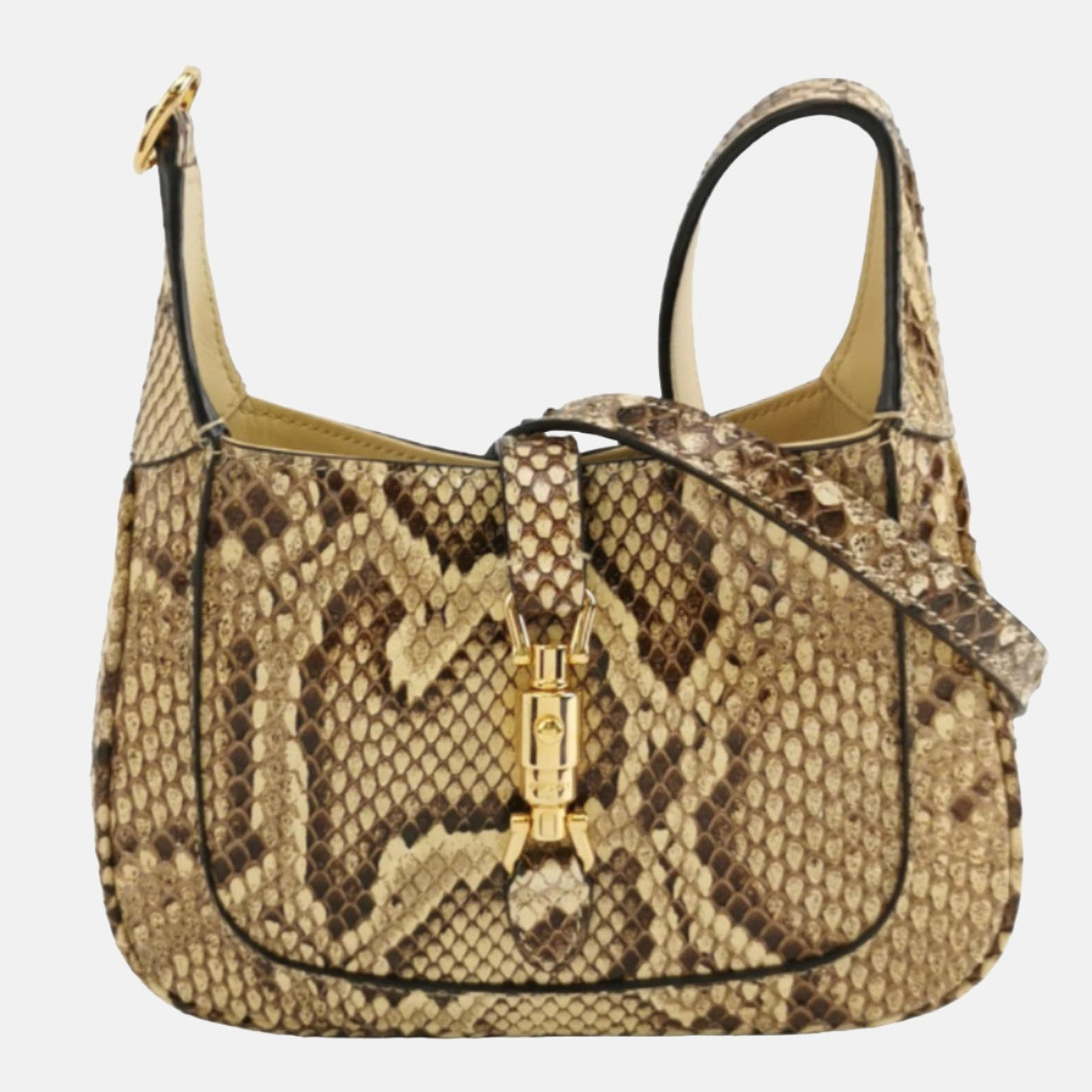 Gucci Jackie 1961 Mini Python-skin Leather Bag with Adjustable Strap Size Multicolor