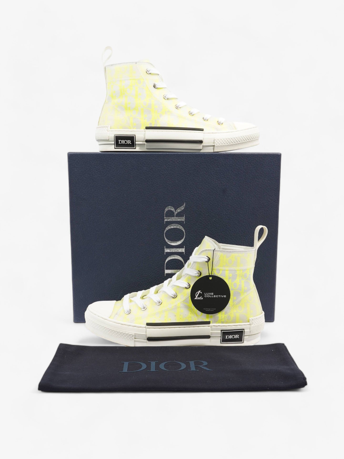 Christian Dior B23 High Top Neon Yellow / White Canvas EU 41 UK 7