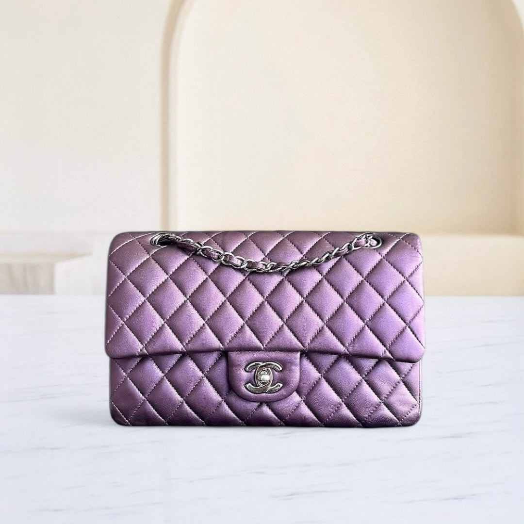 Chanel Classic Flap Quilted Lambskin Purple Silver Hardware Series 24