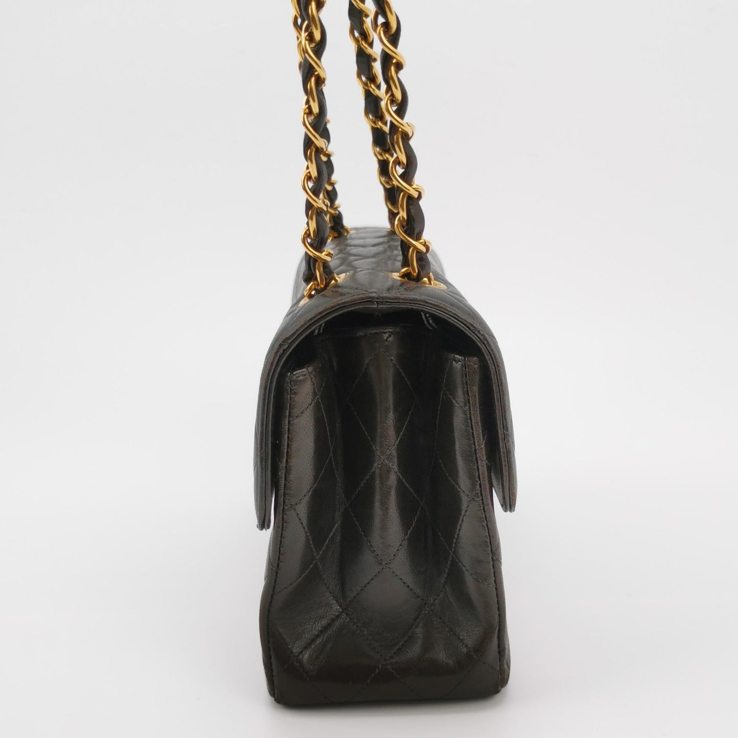 Chanel Double Sided Small Classic Flap Black Lambskin Leather 24k Gold Hardware, 1996-1997