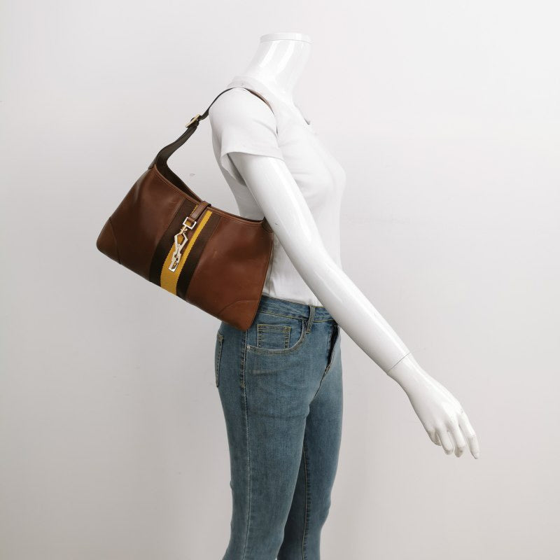Gucci Jackie   Medium Brown Leather Silver Hardware