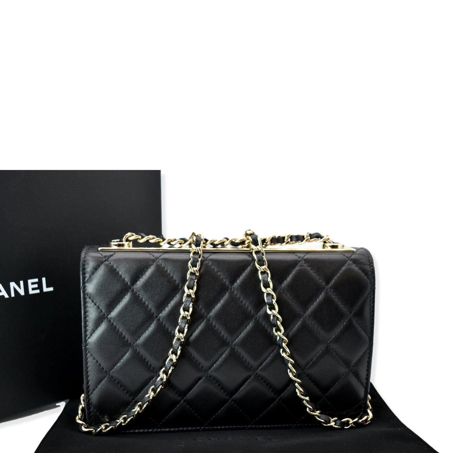 CHANEL Trendy CC  Leather Wallet On Chain Crossbody Bag Black
