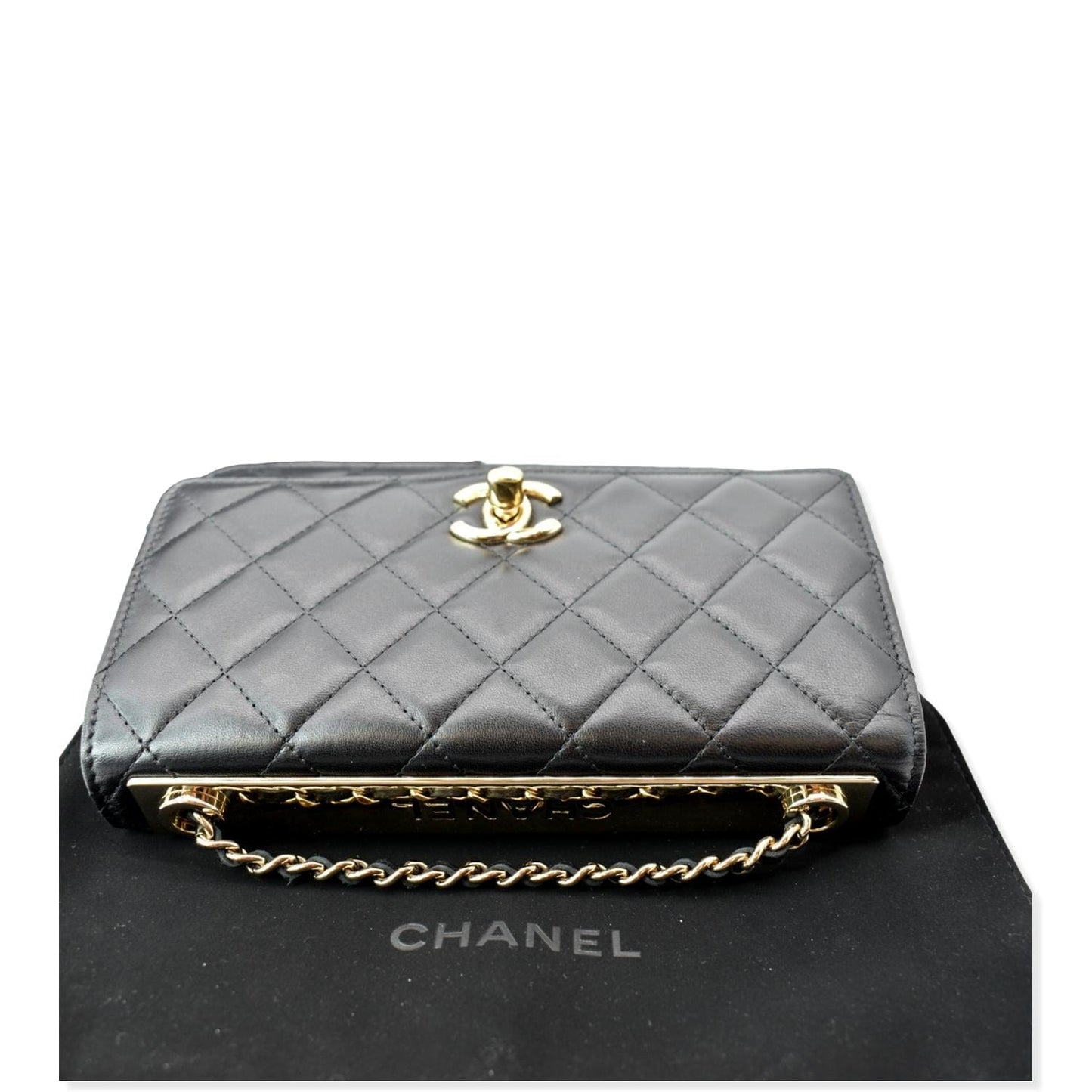 CHANEL Trendy CC  Leather Wallet On Chain Crossbody Bag Black