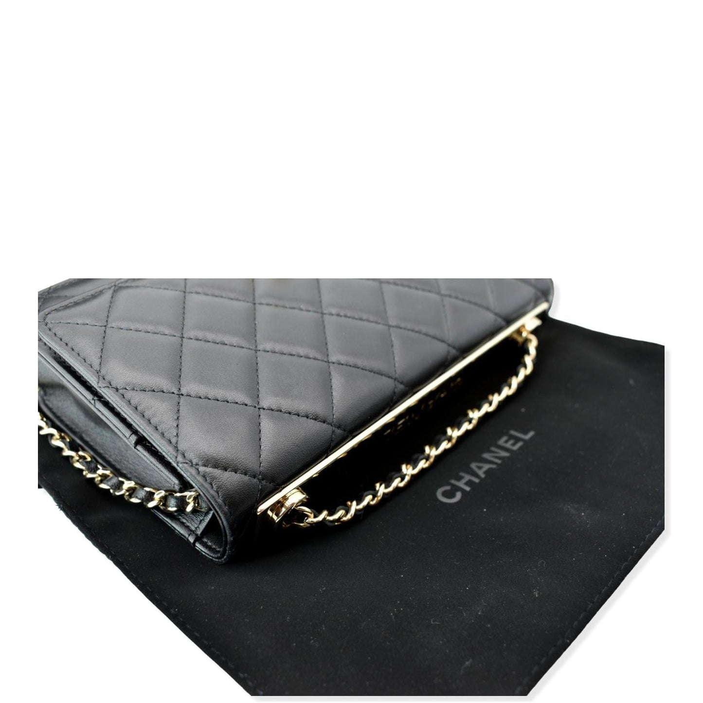 CHANEL Trendy CC  Leather Wallet On Chain Crossbody Bag Black