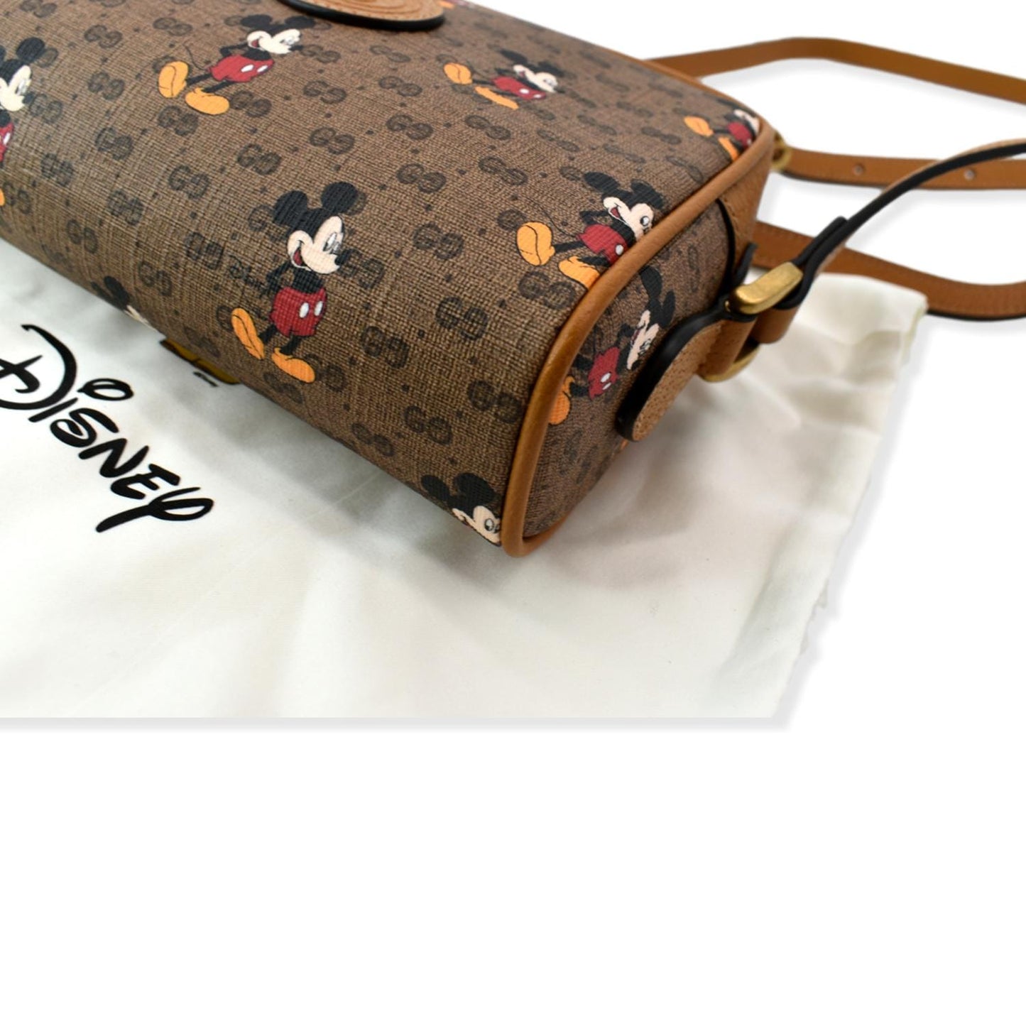 GUCCI x Disney Mickey Mo  GG Supreme Coated Canvas Crossbody Bag Brown 602536