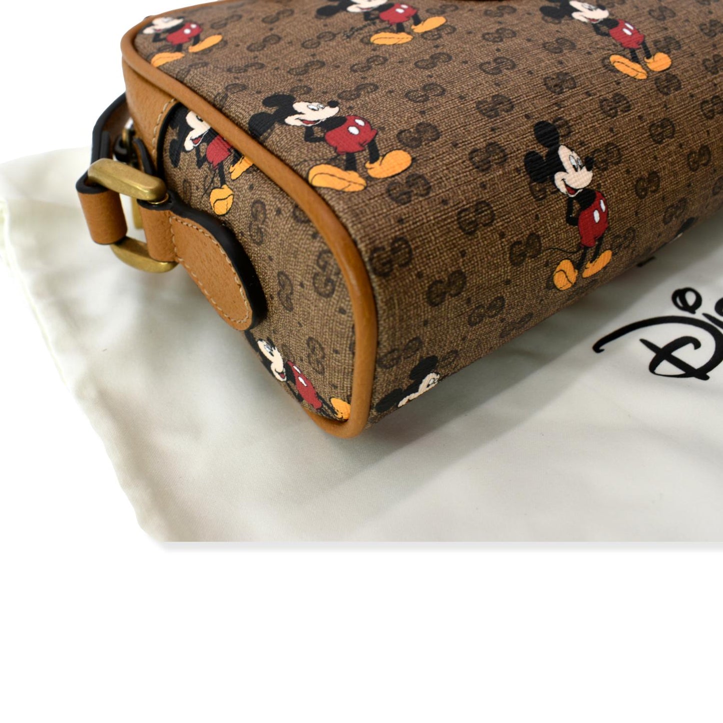 GUCCI x Disney Mickey Mo  GG Supreme Coated Canvas Crossbody Bag Brown 602536
