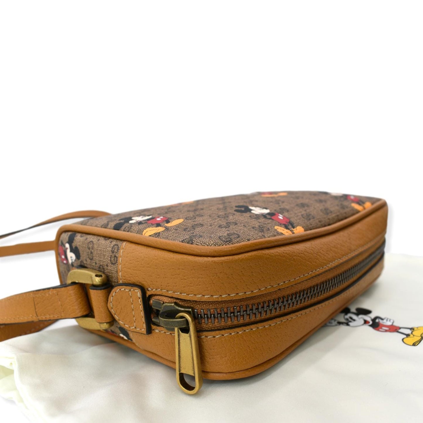 GUCCI x Disney Mickey Mo  GG Supreme Coated Canvas Crossbody Bag Brown 602536