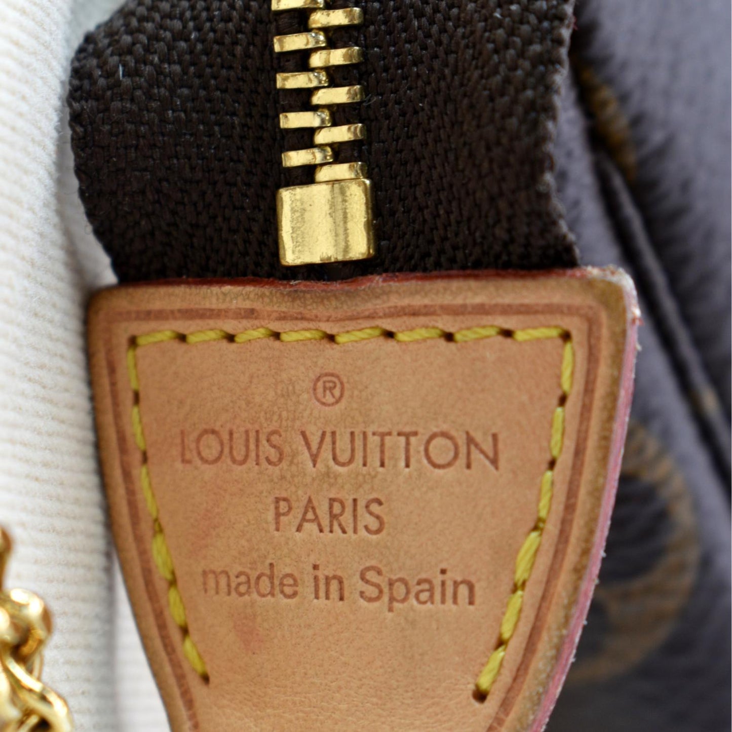 LOUIS VUITTON Mini Pochette Monogram Canvas Accessories Pouch Brown