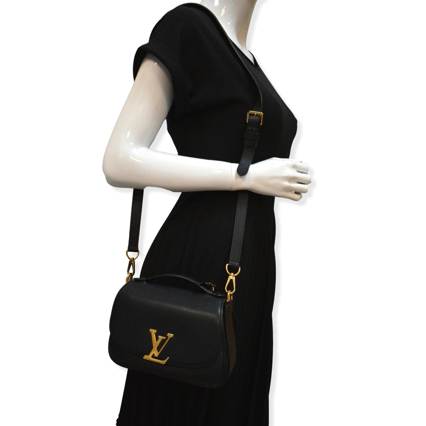 LOUIS VUITTON Vivienne NM Grained  Leather Shoulder Bag Black-