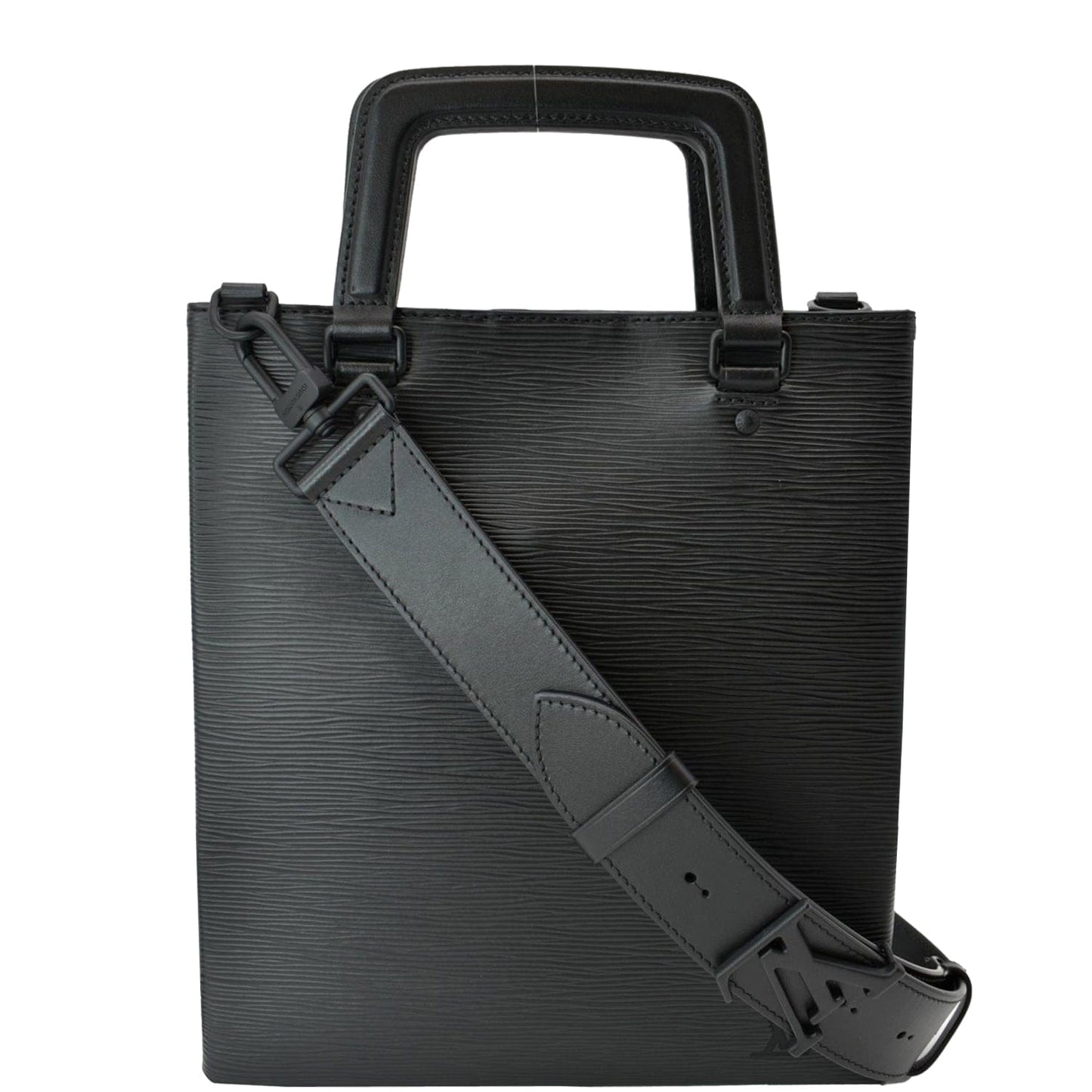 LOUIS VUITTON Petit Sac Plat Epi Leather Crossbody Bag Black