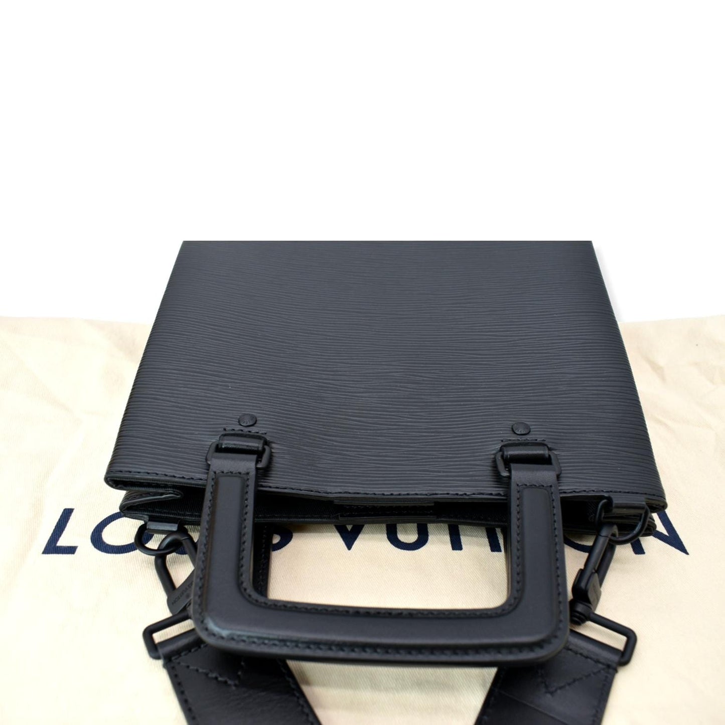 LOUIS VUITTON Petit Sac Plat Epi Leather Crossbody Bag Black
