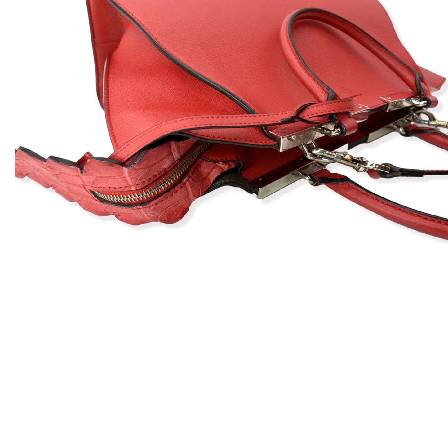 FENDI 3 Jours Calfskin Leather Shoulder Bag Red