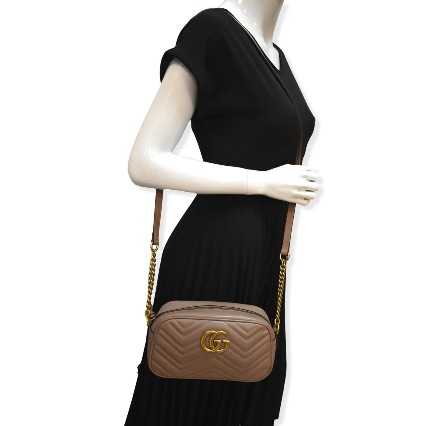 GUCCI GG Marmont Matelasse Leather Crossbody Bag Dusty Pink 447632