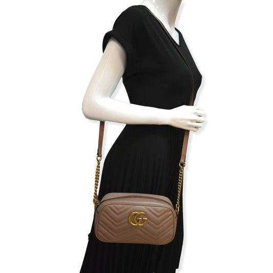 GUCCI GG Marmont Matelasse Leather Crossbody Bag Dusty Pink 447632