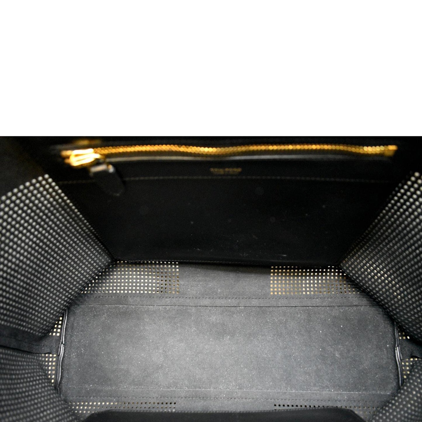 TOM FORD East/West Graphic T Perforated Leather Tote Bag Black