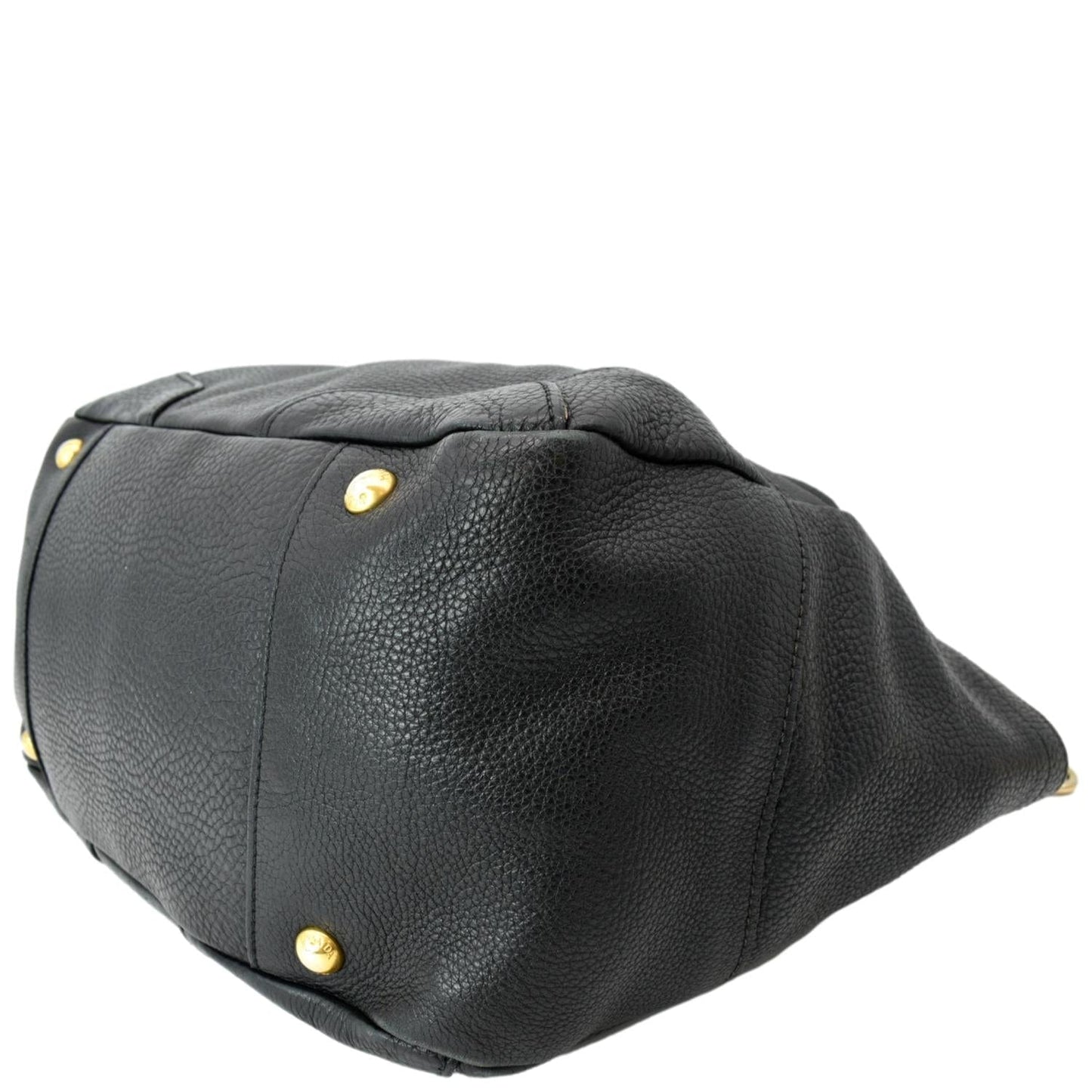 PRADA Vitello Daino Pebbled Leather Tote Bag Black