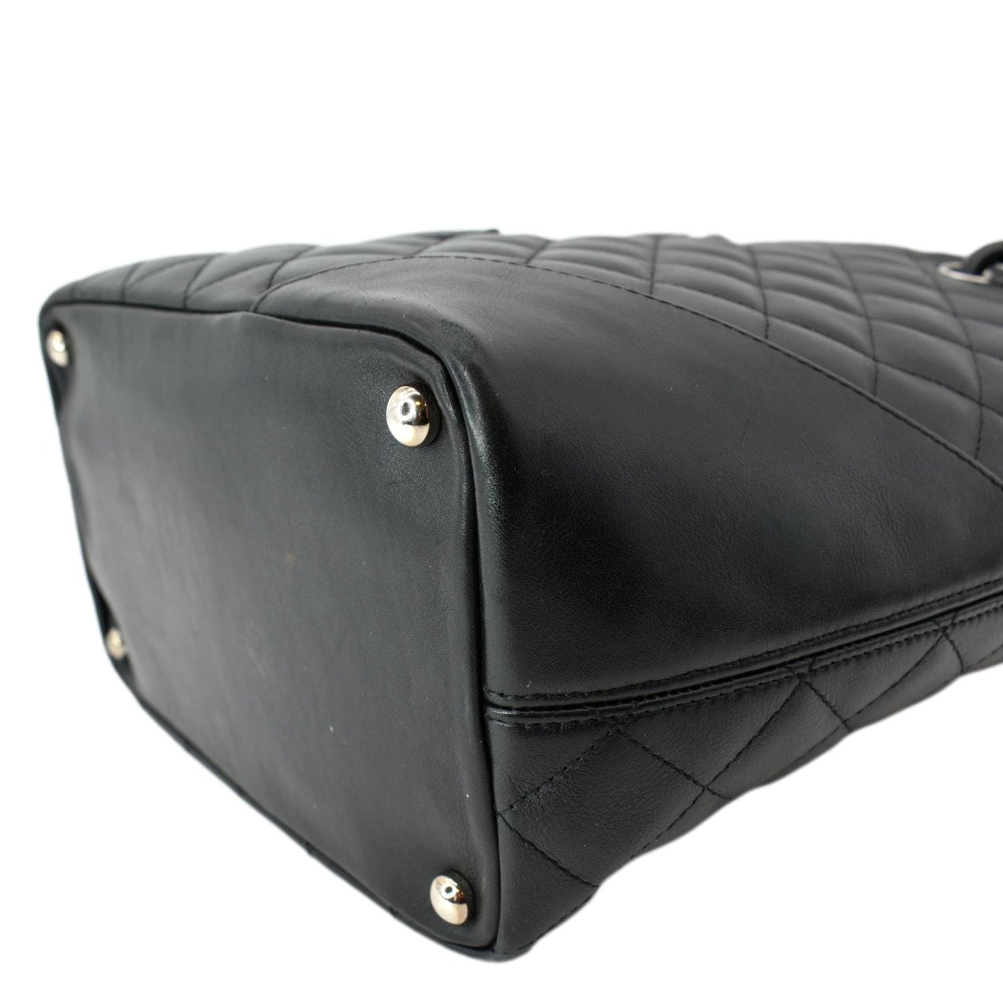 CHANEL Cambon Ligne Quilted Calfskin Leather Tote Bag Black