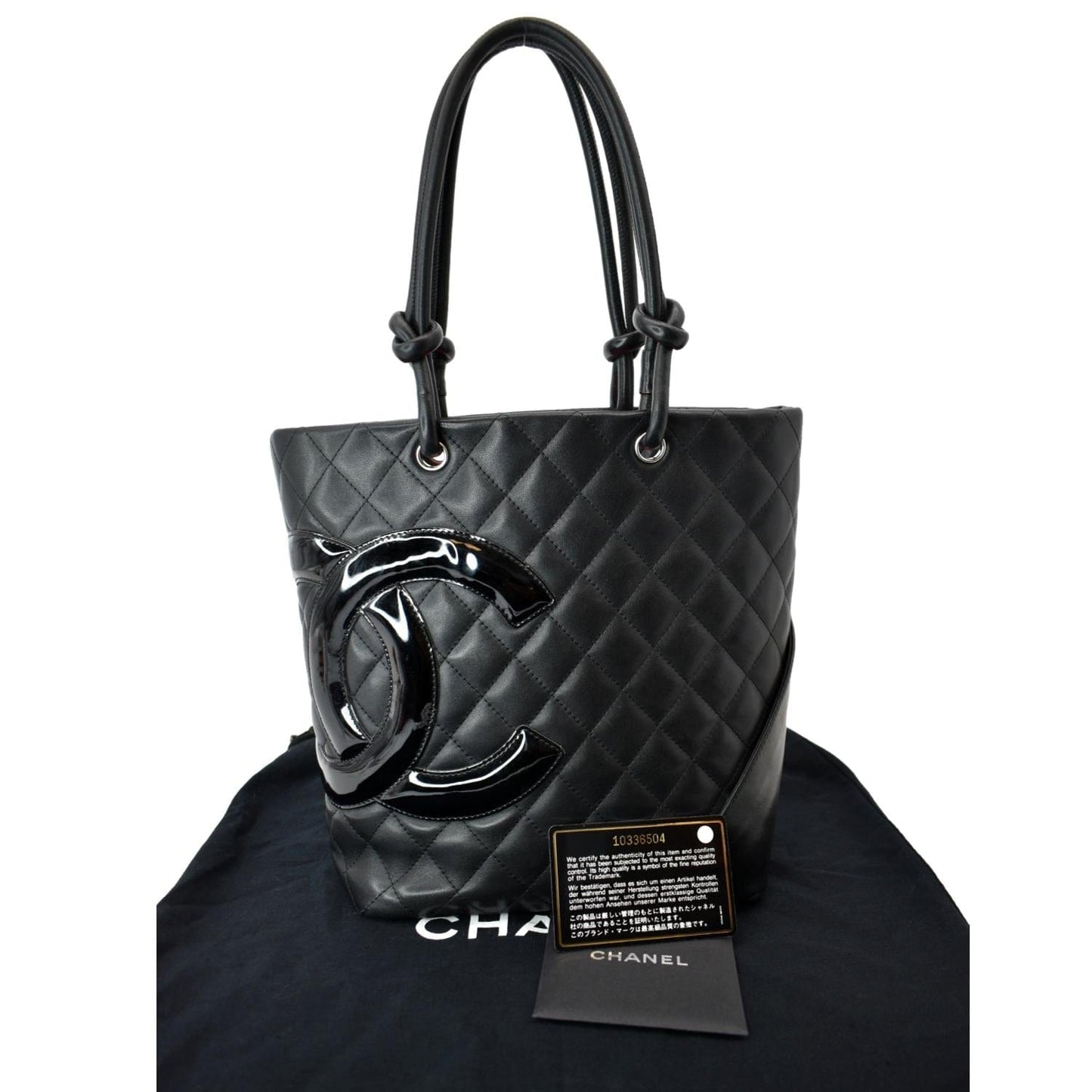 CHANEL Cambon Ligne Quilted Calfskin Leather Tote Bag Black