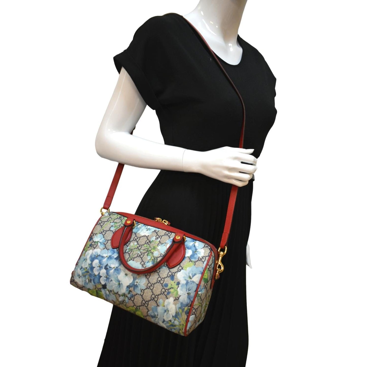 GUCCI Floral Blooms Small GG Supreme Monogram Boston Bag 546314